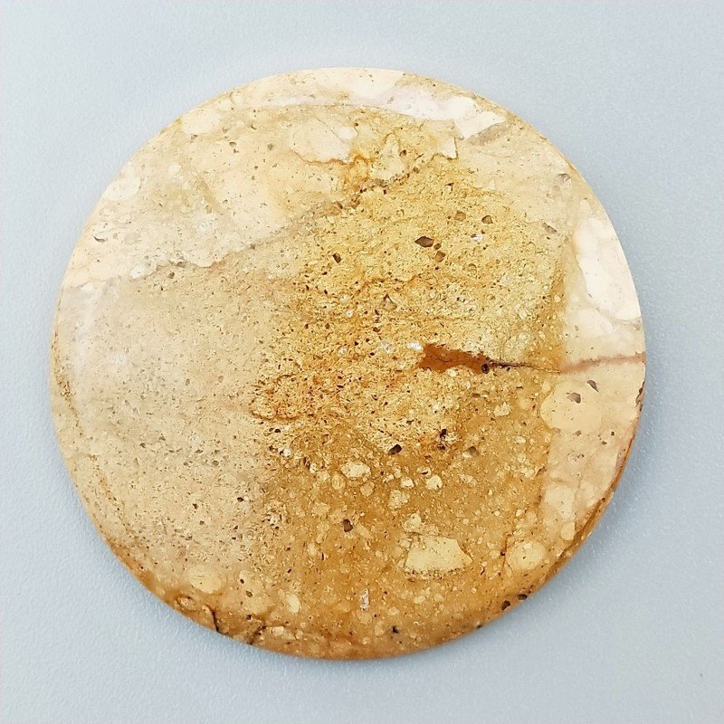 Pietra Paesina Naturale Forma Tondo Piatto Cabochon Liscio Fatto a Mano 43X43X5mm 15,60gm 1pz