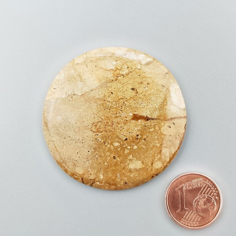 Cabochon di Pietra Paesina Naturale Tondo, Piatto e Liscio, 43x43x5 mm, 15,60 g, Fatto a Mano