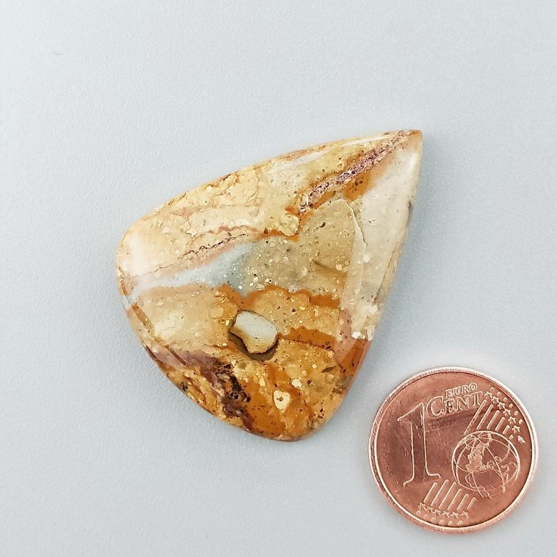 Pietra Paesina Naturale Forma Goccia Piatto Cabochon Liscio Fatto a Mano 35X28X6mm 8,20gm 1pz