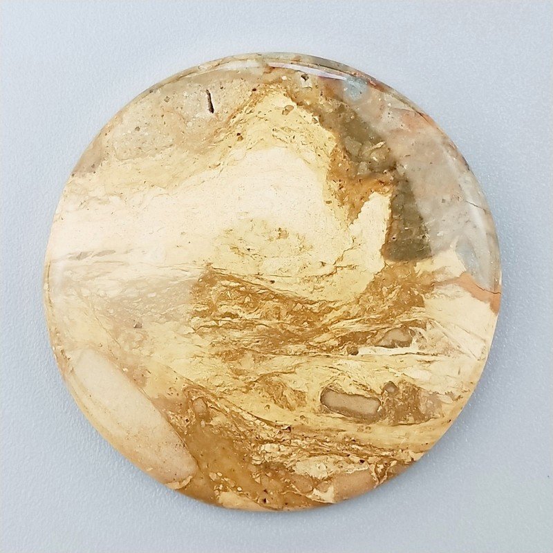 Pietra Paesina Naturale Forma Tondo Piatto Cabochon Liscio Fatto a Mano 41X41X5mm 14,50gm 1pz