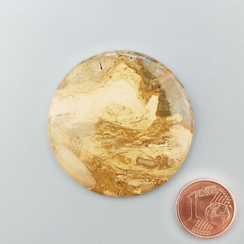 Cabochon di Pietra Paesina Naturale Tondo, Piatto e Liscio, 41x41x5 mm, 14,50 g, Fatto a Mano