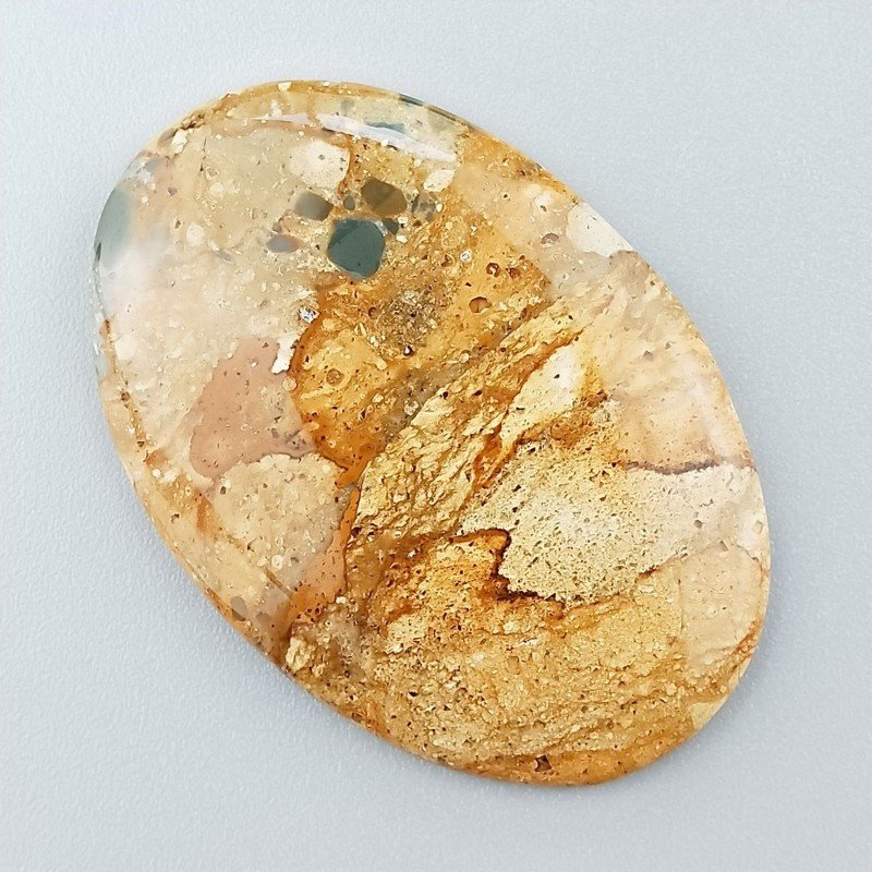 Pietra Paesina Naturale Forma Ovale Piatto Cabochon Liscio Fatto a Mano 43X30X5mm 10,55gm 1pz