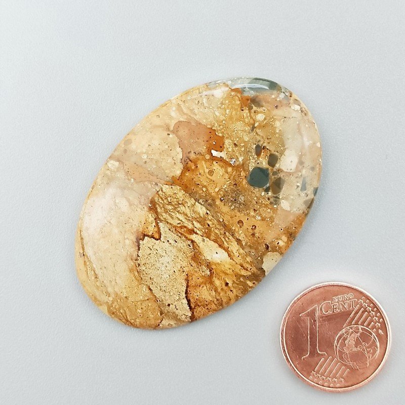 Cabochon di Pietra Paesina Naturale Ovale, Piatto e Liscio, 43x30x5 mm, 10,55 g, Fatto a Mano