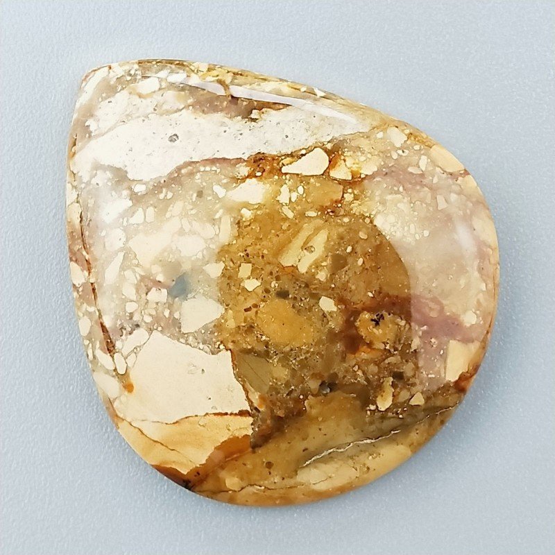 Pietra Paesina Naturale Forma Goccia Piatto Cabochon Liscio Fatto a Mano 35X30X6mm 7,75gm 1pz
