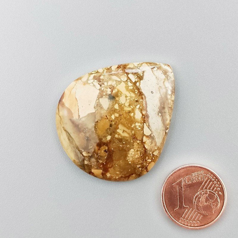 Pietra Paesina Naturale Forma Goccia Piatto Cabochon Liscio Fatto a Mano 35X30X6mm 7,75gm 1pz