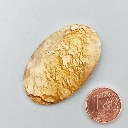 Pietra Paesina Naturale Forma Ovale Piatto Cabochon Liscio Fatto a Mano 42X27X5mm 8,50gm 1pz