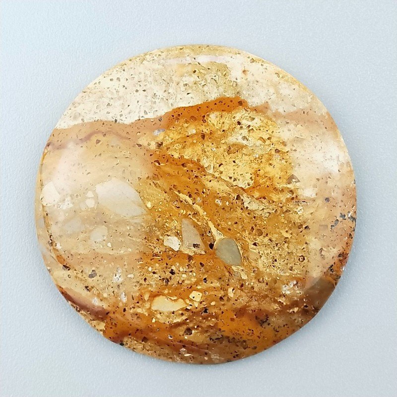 Pietra Paesina Naturale Forma Tondo Piatto Cabochon Liscio Fatto a Mano 38X38X6mm 12,10gm 1pz