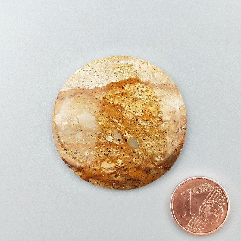 Cabochon di Pietra Paesina Naturale Tondo, Piatto e Liscio, 38x38x6 mm, 12,10 g, Fatto a Mano