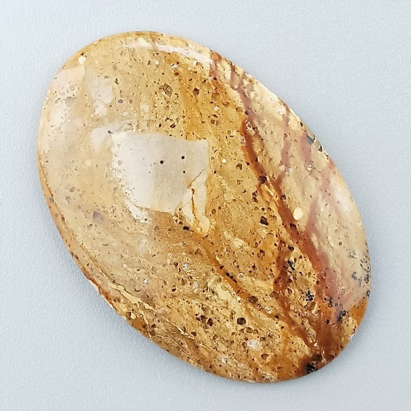 Pietra Paesina Naturale Forma Ovale Piatto Cabochon Liscio Fatto a Mano 42X28X5mm 8,60gm 1pz