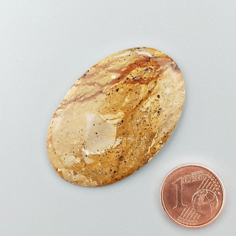 Cabochon di Pietra Paesina Naturale Ovale, Piatto e Liscio, 42x28x5 mm, 8,60 g, Fatto a Mano