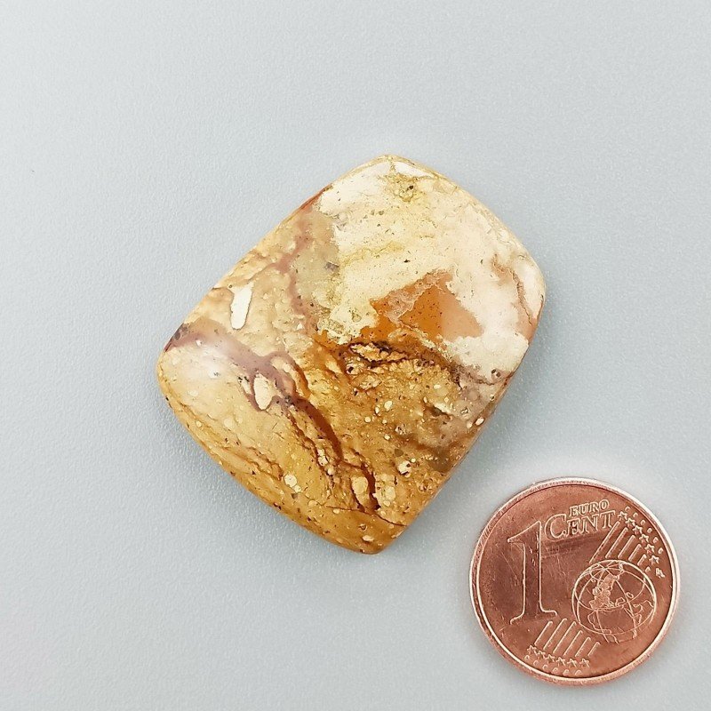 Pietra Paesina Naturale Forma Fantasia Piatto Cabochon Liscio Fatto a Mano 29X24X6mm 7,08gm 1pz