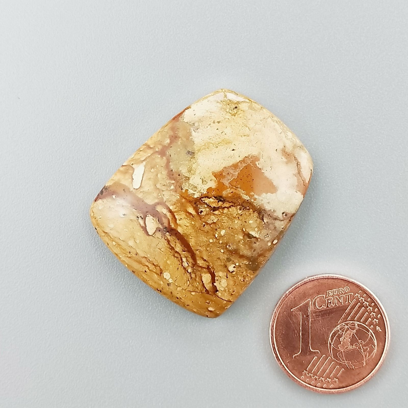 Pietra Paesina Naturale Forma Fantasia Piatto Cabochon Liscio Fatto a Mano 29X24X6mm 7,08gm 1pz