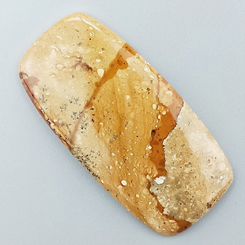 Pietra Paesina Naturale Forma Cuscino Piatto Cabochon Liscio Fatto a Mano 53X26X5mm 13,50gm 1pz