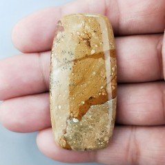 Pietra Paesina Naturale Forma Cuscino Piatto Cabochon Liscio Fatto a Mano 53X26X5mm 13,50gm 1pz