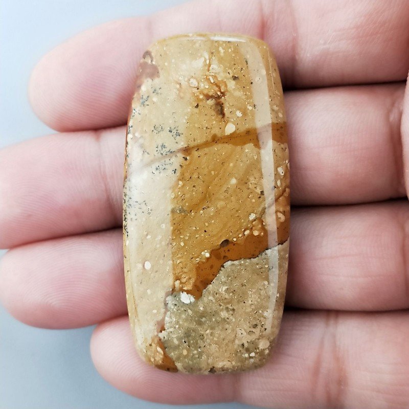 Pietra Paesina Naturale Forma Cuscino Piatto Cabochon Liscio Fatto a Mano 53X26X5mm 13,50gm 1pz