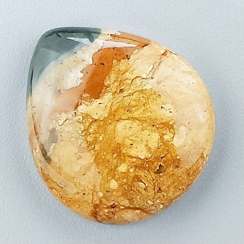 Pietra Paesina Naturale Forma Goccia Piatto Cabochon Liscio Fatto a Mano 26X22X6mm 5,15gm 1pz