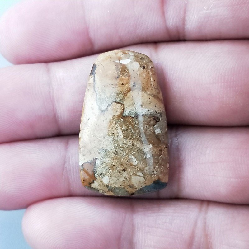 Pietra Paesina Naturale Forma Fantasia Piatto Cabochon Liscio Fatto a Mano 31X19X6mm 6,10gm 1pz