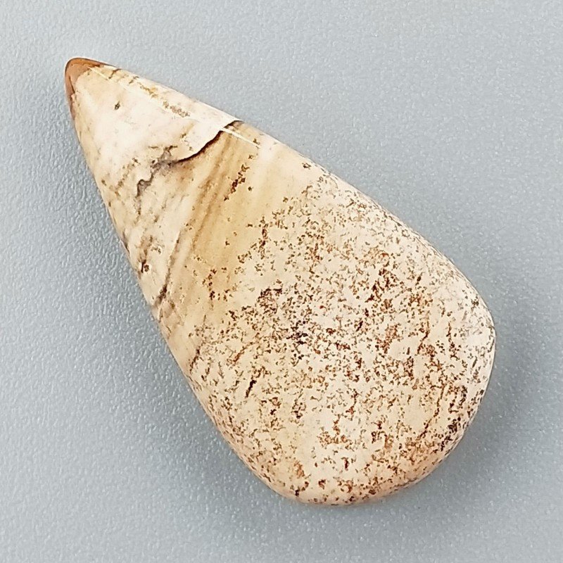 Pietra Paesina Naturale Forma Goccia Piatto Cabochon Liscio Fatto a Mano 30X15X5mm 3,40gm 1pz
