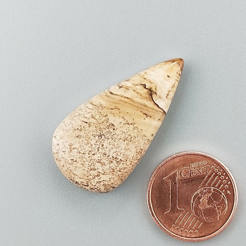 Pietra Paesina Naturale Forma Goccia Piatto Cabochon Liscio Fatto a Mano 30X15X5mm 3,40gm 1pz