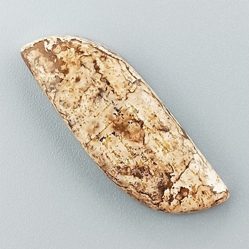 Pietra Paesina Naturale Forma Fantasia Piatto Cabochon Liscio Fatto a Mano 38X14X6mm 5,40gm 1pz