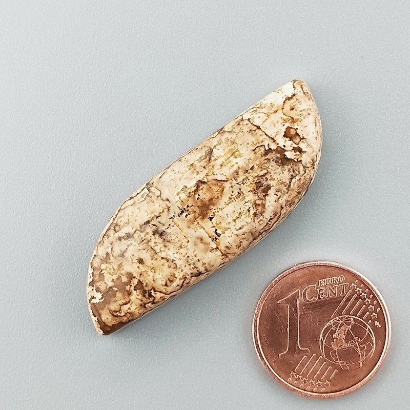 Pietra Paesina Naturale Forma Fantasia Piatto Cabochon Liscio Fatto a Mano 38X14X6mm 5,40gm 1pz