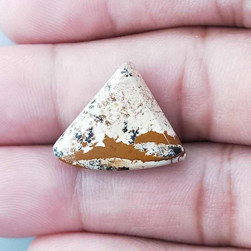Pietra Paesina Naturale Forma Fantasia Piatto Cabochon Liscio Fatto a Mano 17X21X4mm 2,30gm 1pz