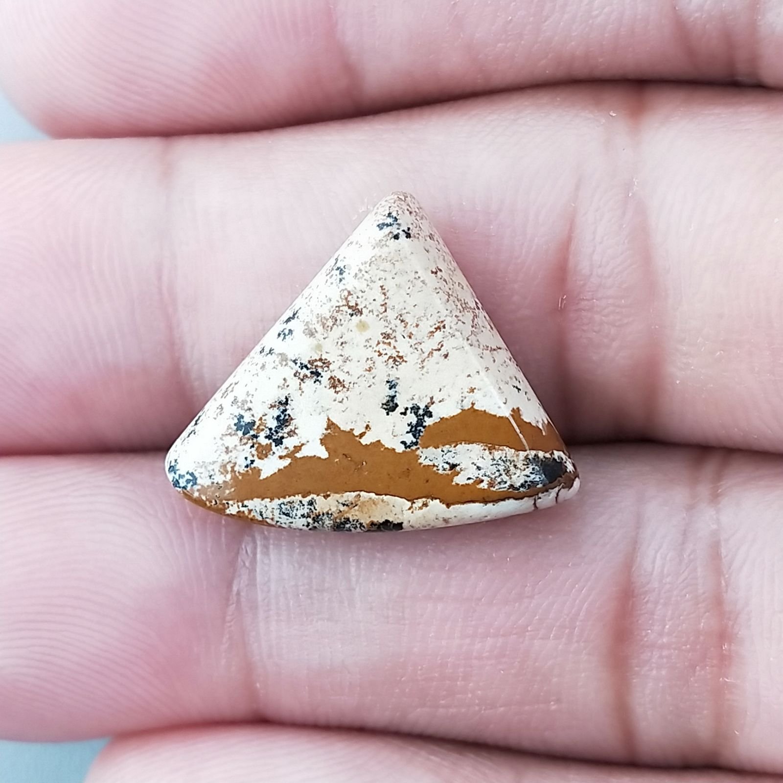 Pietra Paesina Naturale Forma Fantasia Piatto Cabochon Liscio Fatto a Mano 17X21X4mm 2,30gm 1pz