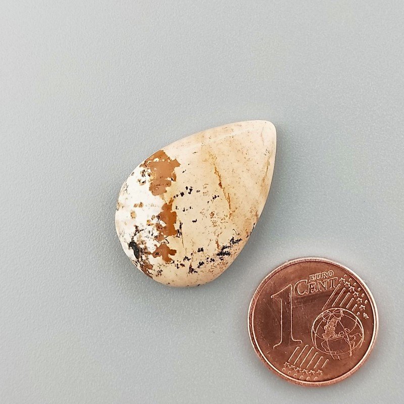 Pietra Paesina Naturale Forma Goccia Piatto Cabochon Liscio Fatto a Mano 25X17X5mm 3,35gm 1pz
