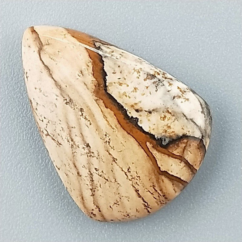 Pietra Paesina Naturale Forma Goccia Piatto Cabochon Liscio Fatto a Mano 22X16X5mm 2,40gm 1pz
