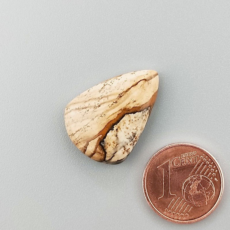Pietra Paesina Naturale Forma Goccia Piatto Cabochon Liscio Fatto a Mano 22X16X5mm 2,40gm 1pz