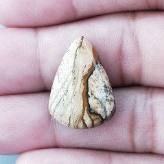 Pietra Paesina Naturale Forma Goccia Piatto Cabochon Liscio Fatto a Mano 22X16X5mm 2,40gm 1pz