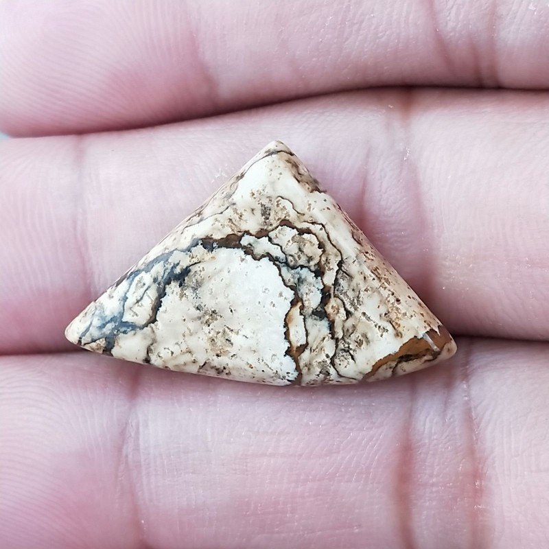 Pietra Paesina Naturale Forma Fantasia Piatto Cabochon Liscio Fatto a Mano 28X17X4mm 2,60gm 1pz