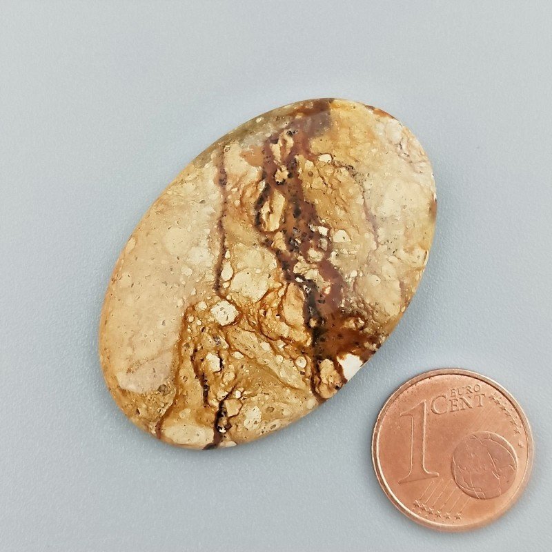 Cabochon di Pietra Paesina Naturale Ovale, Piatto e Liscio, 40x27x6 mm, 10,75 g, Fatto a Mano