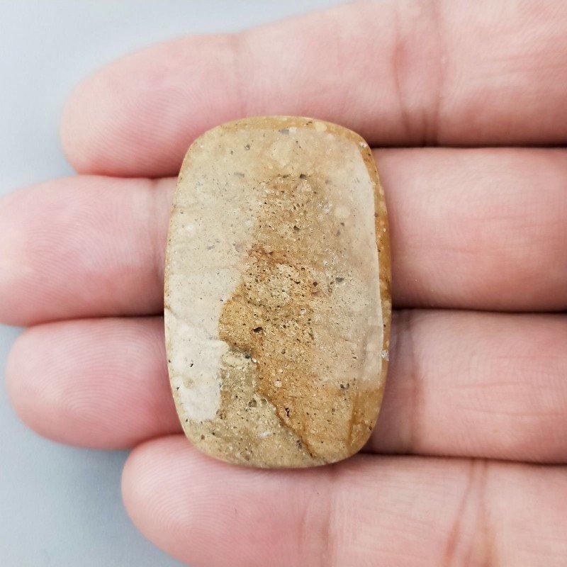 Pietra Paesina Naturale Forma Cuscino Piatto Cabochon Liscio Fatto a Mano 38X24X5mm 7,85gm 1pz