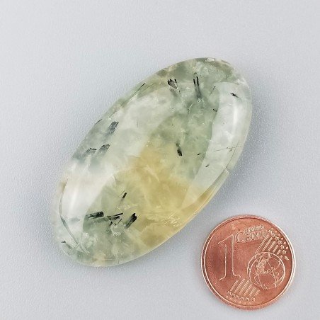 Prehnite Naturale Forma Ovale Piatto Cabochon Liscio Fatto a Mano 43X24mm 17.47gm 1pz