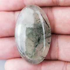 Prehnite Naturale Forma Ovale Piatto Cabochon Liscio Fatto a Mano 36X23X6mm 9,25gm 1pz