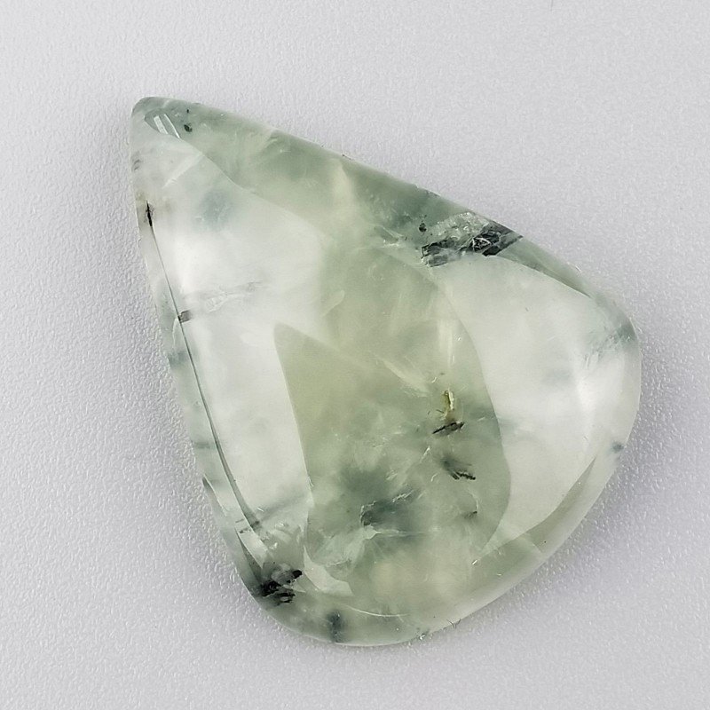 Prehnite Naturale Forma Goccia Piatto Cabochon Liscio Fatto a Mano 35X26X7mm 10,80gm 1pz