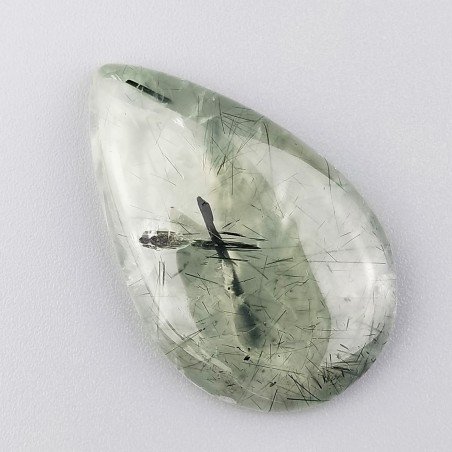 Prehnite Naturale Forma Goccia Piatto Cabochon Liscio Fatto a Mano 40X25mm 11,30gm 1pz