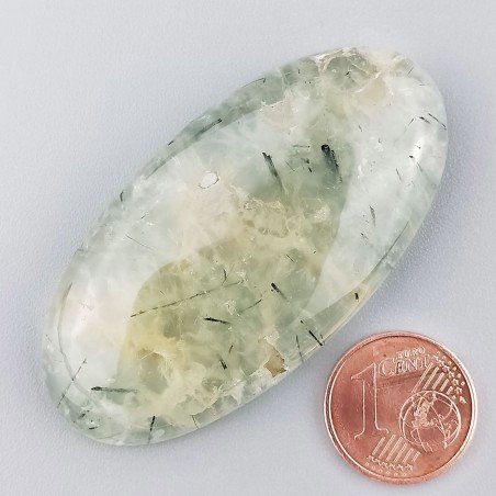 Prehnite Naturale Forma Ovale Piatto Cabochon Liscio Fatto a Mano 53x27mm 24,16gm 1pz