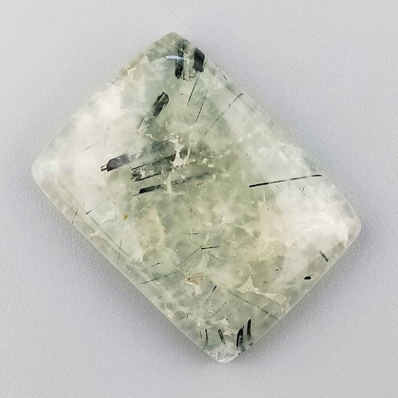 Prehnite Naturale Forma Cuscino Piatto Cabochon Liscio Fatto a Mano 34X25mm 14.75gm 1pz
