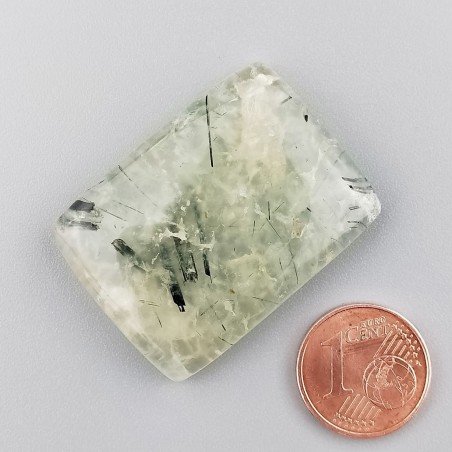 Prehnite Naturale Forma Cuscino Piatto Cabochon Liscio Fatto a Mano 34X25mm 14.75gm 1pz