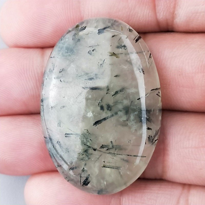 Prehnite Naturale Forma Ovale Piatto Cabochon Liscio Fatto a Mano 41X28X7mm 14,60gm 1pz Prehnite Naturale Forma Ovale Piatto Cabochon Liscio Fatto a Mano 41X28X7mm 14,60gm 1pz