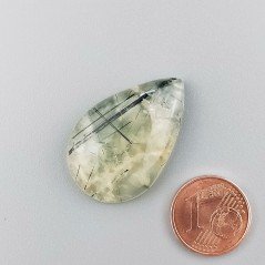 Prehnite Naturale Forma Goccia Piatto Cabochon Liscio Fatto a Mano 30X19mm 6,45gm 1pz