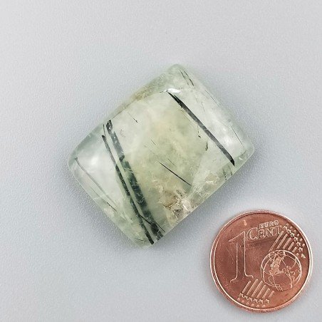 Prehnite Naturale Forma Cuscino Piatto Cabochon Liscio Fatto a Mano 25X20X7mm 8,20gm 1pz