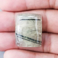 Prehnite Naturale Forma Cuscino Piatto Cabochon Liscio Fatto a Mano 25X20X7mm 8,20gm 1pz
