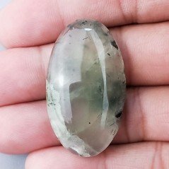 Prehnite Naturale Forma Ovale Piatto Cabochon Liscio Fatto a Mano 40X23X8mm 13,60gm 1pz