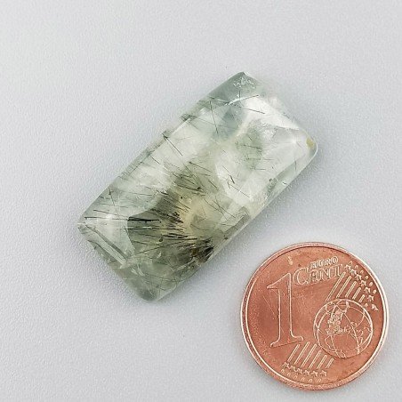 Prehnite Naturale Forma Cuscino Piatto Cabochon Liscio Fatto a Mano 26X14mm 4,80gm 1pz