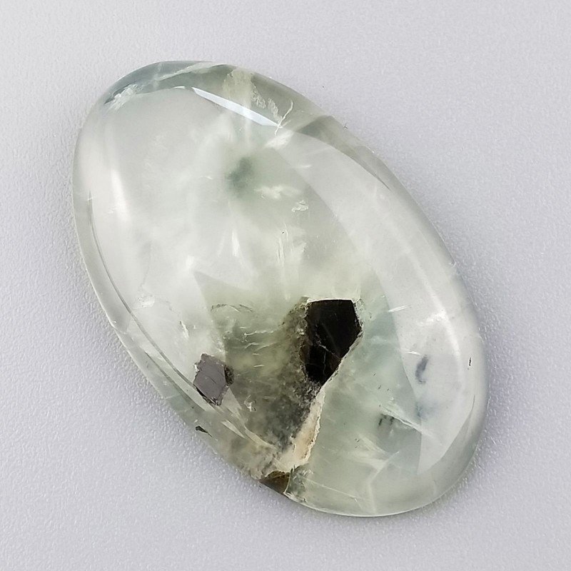 Prehnite Naturale Forma Ovale Piatto Cabochon Liscio Fatto a Mano 39X24X6mm 11,00gm 1pz