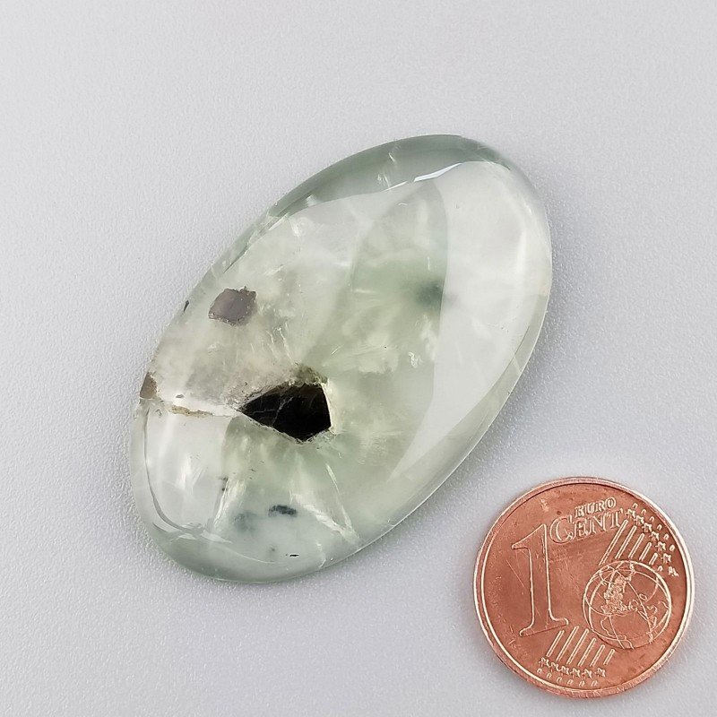 Prehnite Naturale Forma Ovale Piatto Cabochon Liscio Fatto a Mano 39X24X6mm 11,00gm 1pz