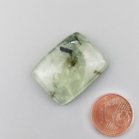 Prehnite Naturale Forma Cuscino Piatto Cabochon Liscio Fatto a Mano 25X20X6mm 6,40gm 1pz